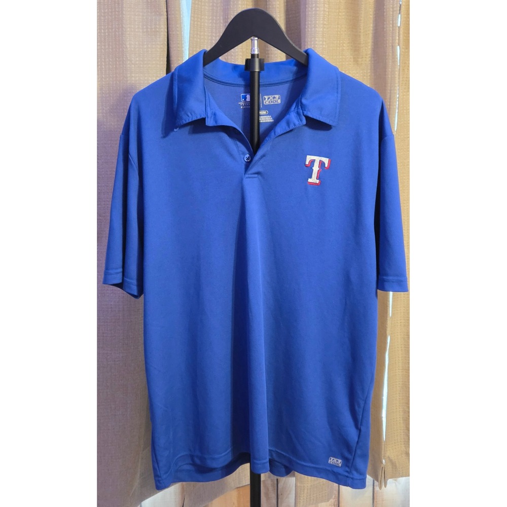 MLB Texas Rangers Polo Shirt Mens Size XL Blue TX3 Cool Baseball